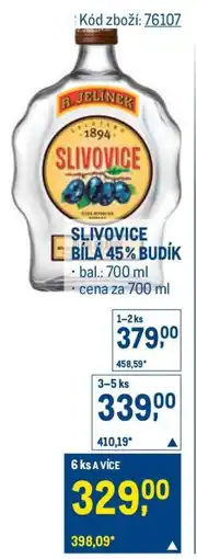 Makro SLIVOVICE BÍLÁ 45 % BUDÍK nabídka