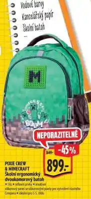 Albert Pixie Crew Minecraft Školní ergonomický dvoukomorový batoh nabídka