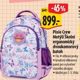 Albert Pixie Crew Motýli Školní ergonomický dvoukomorový batoh nabídka