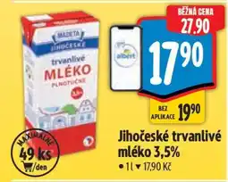 Albert Jihočeské Trvanlivé mléko 3,5% nabídka