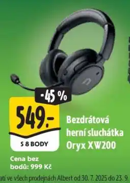 Albert Bezdátová herní sluchátka Oryx XW200 nabídka