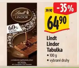 Albert Lindt Lindor Tabulka nabídka