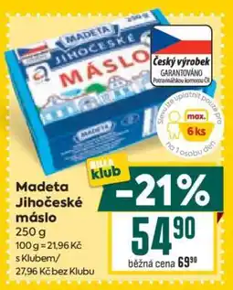Billa Madeta Jihočeské máslo nabídka