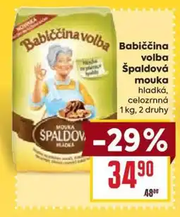Billa Babiččina volba Špaldová mouka nabídka