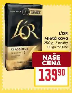 Billa L’OR Mletá káva nabídka