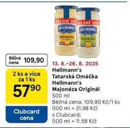 Tesco Hellmann's Tatarská Omáčka / Hellmann's Majonéza Originál 500 ml nabídka