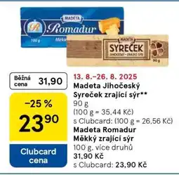 Tesco Madeta Jihočeský Syreček zrající sýr nabídka