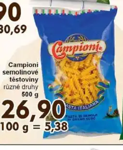 Jip Campioni semolinové těstoviny nabídka