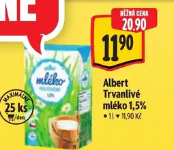 Albert Albert Trvanlivé mléko 1,5% nabídka