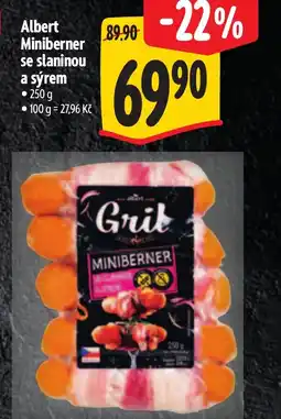 Albert Albert Miniberner se slaninou a sýrem nabídka