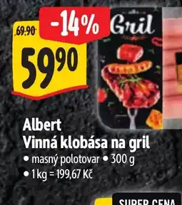 Albert Albert Vinná klobása na gril nabídka
