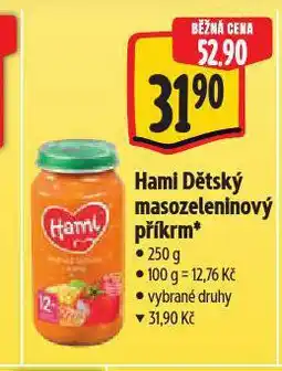 Albert Hami dětský masozeleninový příkrm nabídka