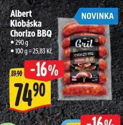 Albert Klobása chorizo bbq nabídka