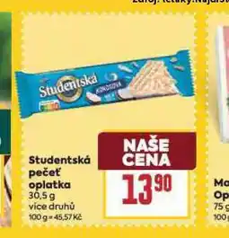 Billa Orion studentská pečeť oplatka nabídka