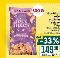 Billa Nice Bites Kešu pražené solené 500 g nabídka