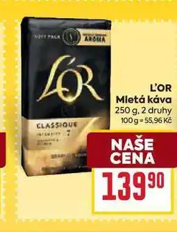 Billa L'OR Mletá káva 250 g nabídka