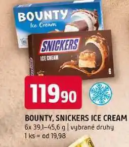 Terno BOUNTY, SNICKERS ICE CREAM 6x 39,1-45,6 g vybrané druhy nabídka