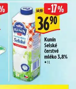 Albert Kunín selské mléko čerstvé 3,8% nabídka