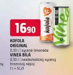 Terno Kofola 0,33l sycena limonäda VINEA BÍLÁ 0,33l nealkoholický syceng hroznový nápoj nabídka