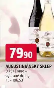Terno AUGUSTINIÁNSKÝ SKLEP 0,75l vino vybrané druhy nabídka