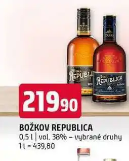 Terno BOŽKOV REPUBLICA REPUBLICA 0,5l vol. 38% vybrané druhy nabídka
