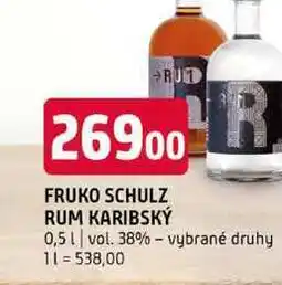 Terno FRUKO SCHULZ RUM KARIBSKÝ 0,5l vol. 38% vybrané druhy nabídka