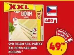 Penny Market SÝR EIDAM 30% PLÁTKY XXL BONI/KARLOVA KORUNA, 400 g nabídka