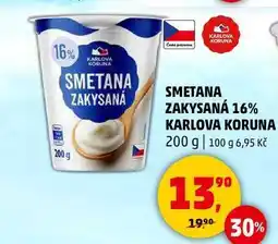 Penny Market SMETANA ZAKYSANÁ 16% KARLOVA KORUNA, 200 g nabídka
