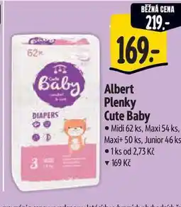Albert Albert Plenky Cute Baby Midi 62 ks, Maxi 54 ks, Maxi+ 50 ks, Junior 46 ks nabídka