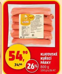 Penny Market KLATOVSKÉ KUŘECÍ PÁRKY, 800 g nabídka