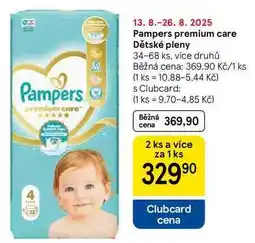 Tesco Pampers premium care Dětské pleny, 34-68 ks, více druhů nabídka