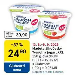 Tesco Madeta Jihočeský Tvaroh a jogurt XXL, 250 g nabídka