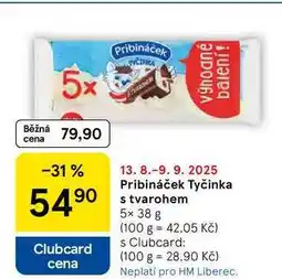 Tesco Pribináček Tyčinka s tvarohem, 5x 38 g nabídka