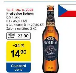 Tesco Krušovice Bohém, 0.5 l nabídka