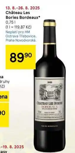 Tesco Château Les Bories Bordeaux, 0,75 l nabídka