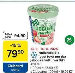 Tesco Hollandia Bio jogurtová zmrzka jahoda s kulturou BiFi, 420 ml nabídka