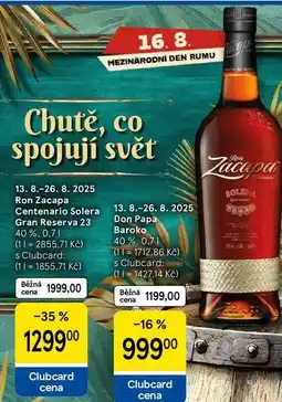 Tesco Ron Zacapa Centenario Solera Gran Reserva 23 40%, 0.7 l nabídka