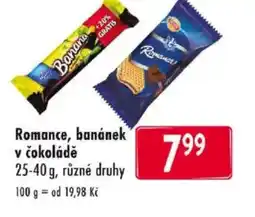 Qanto Romance, banánek v čokoládě nabídka