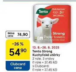 Tesco Tento Strong Kuchyňské utěrky, 2 role. 3 vrstvy nabídka