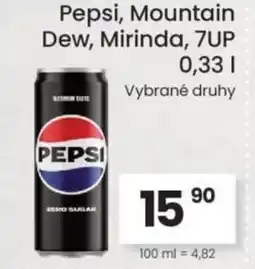 Kubík potraviny Pepsi, Mountain Dew, Mirinda, 7UP nabídka