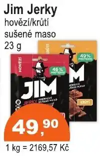 COOP DISKONT Jim Jerky hovězí/krůtí sušené maso nabídka