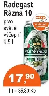 COOP DISKONT Radegast Rázná 10 pivo světlé výčepní nabídka