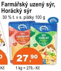 COOP DISKONT Ranko Farmářský uzený sýr, Horácký sýr nabídka