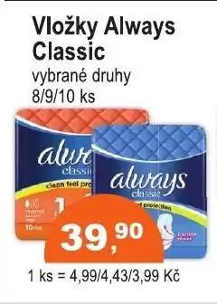 COOP DISKONT Vložky Always Classic nabídka