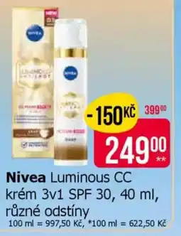 Teta NIVEA Luminous sérum krém 3v1 spf 30, 40 ml, různé odstíny nabídka
