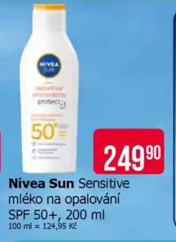 Teta NIVEA SUN Sensitive mléko na opalování spf 50+ nabídka