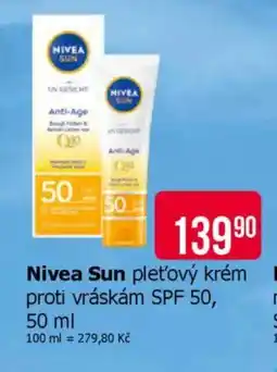 Teta NIVEA SUN Pleťový krém proti vráskám spf 50 nabídka