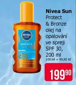 Teta NIVEA SUN Protect & bronze olej na opalování ve spreji spf 30 nabídka
