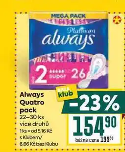 Billa Always Quatro pack 22-30 ks nabídka