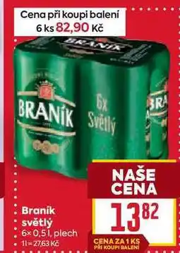 Billa Branik světlý 6× 0,51, plech nabídka